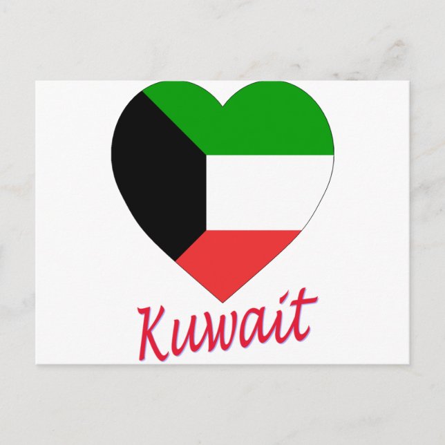 Kuwait Flag Heart Postcard (Front)