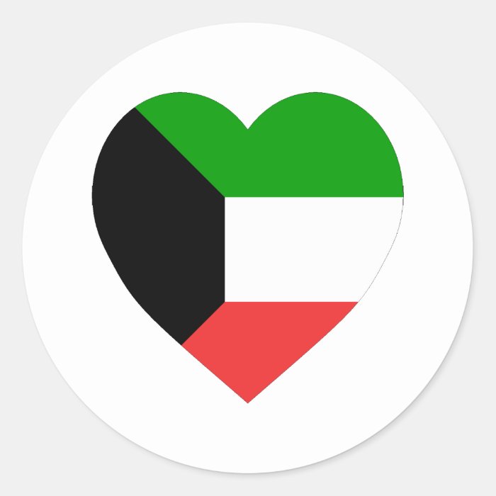 Kuwait Flag Heart Round Stickers