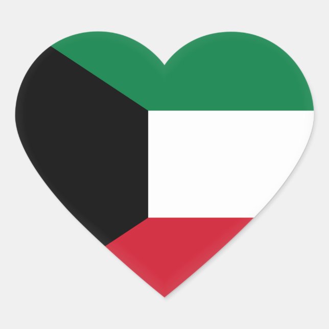 Kuwait Flag Heart Sticker (Front)