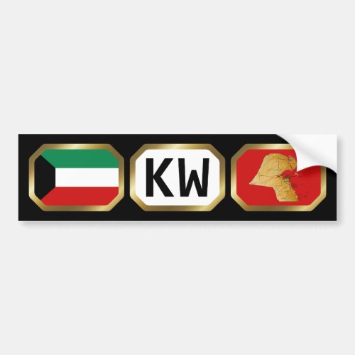 Kuwait Flag Map Code Bumper Sticker