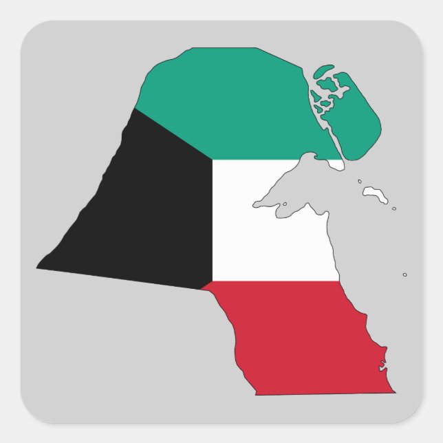 Kuwait Flag Map Square Sticker (Front)