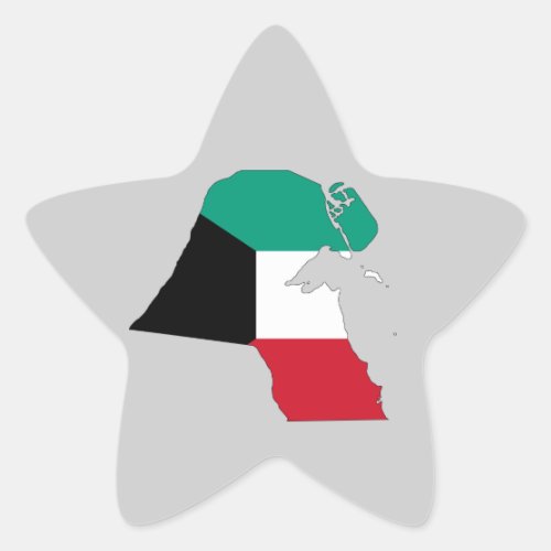 Kuwait Flag Map Star Sticker