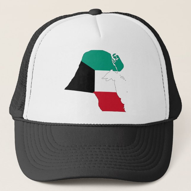 Kuwait Flag Map Trucker Hat (Front)