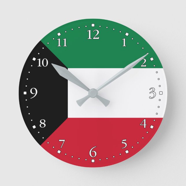 Kuwait Flag Round Clock (Front)