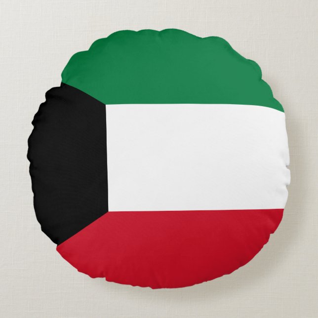 Kuwait Flag Round Pillow (Front)