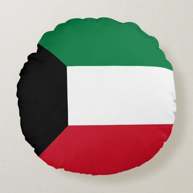 Kuwait Flag Round Pillow (Front)