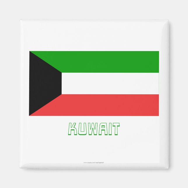 Kuwait Flag with Name Magnet (Front)