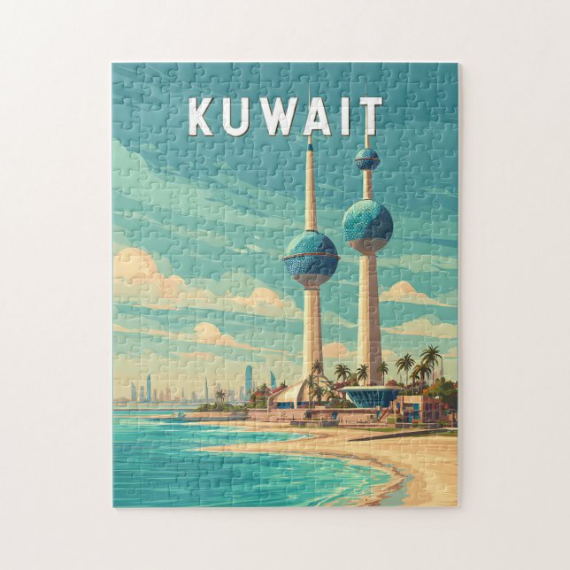 Kuwait Illustration Travel Art Vintage Jigsaw Puzzle (Vertical)
