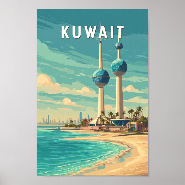 Kuwait Illustration Travel Art Vintage Poster (Front)