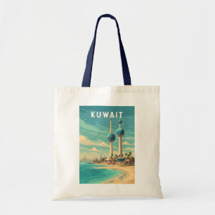 Kuwait Illustration Travel Art Vintage Tote Bag