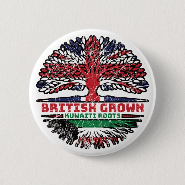 Kuwait Kuwaiti Uk United Kingdom British Tree Button (Front)