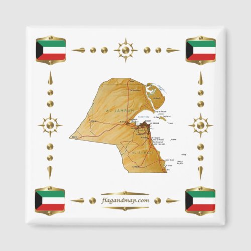 Kuwait Map  Flags Magnet