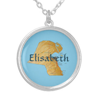 Kuwait Map + Name Necklace