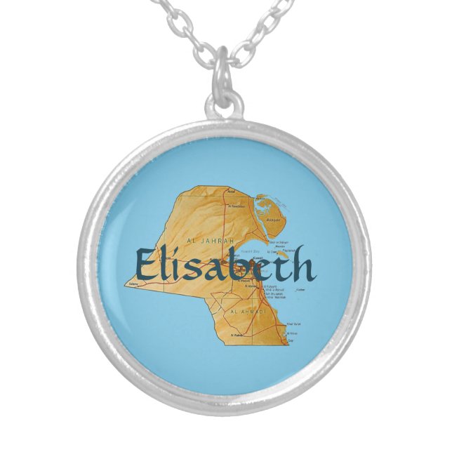 Kuwait Map + Name Necklace (Front)