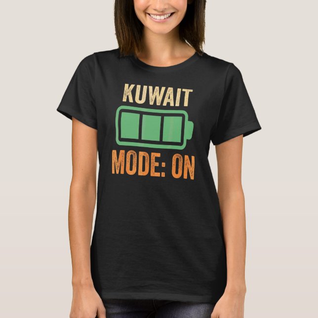 Kuwait Mode On Battery Design T-Shirt (Front)