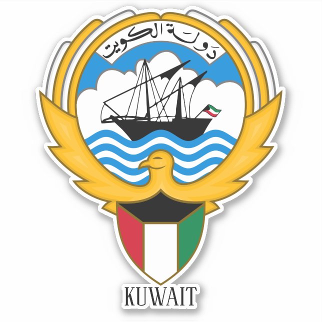 Kuwait National Emblem Patriotic Sticker (Front)