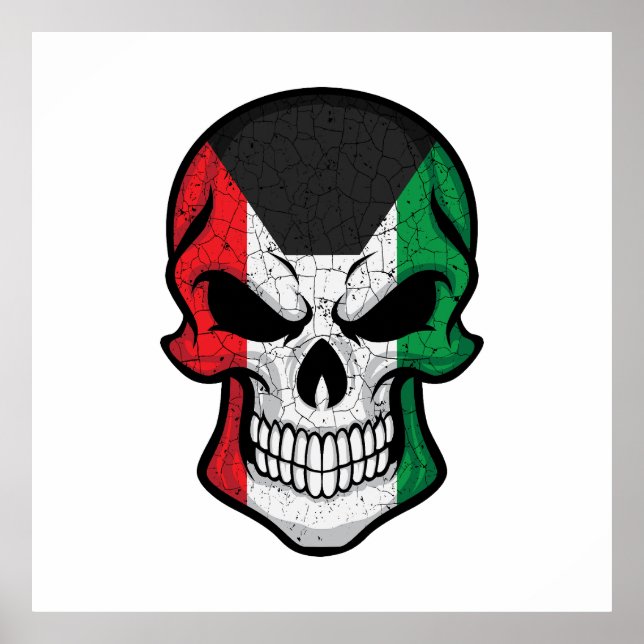 Kuwait Smiling Skull Flag Poster (Front)