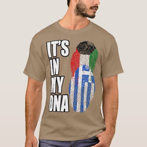 Kuwaiti And Greek Mix DNA Heritage Flag  T_Shirt