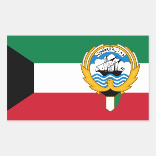 Kuwaiti Flag  Emblem Flag of Kuwait Rectangular Sticker