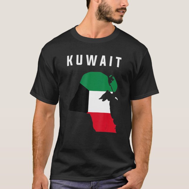 Kuwaiti Flag Inside Map Of Kuwait Tee (Front)