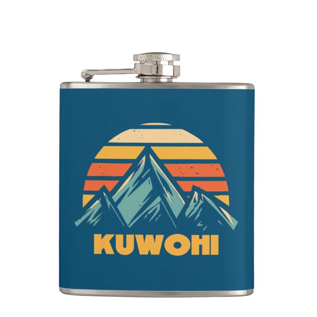 Kuwohi North Carolina Tennessee Retro Turquoise Flask (Front)