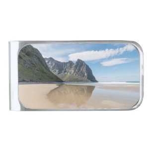 Kvalvika Lofoten Norway Silver Finish Money Clip
