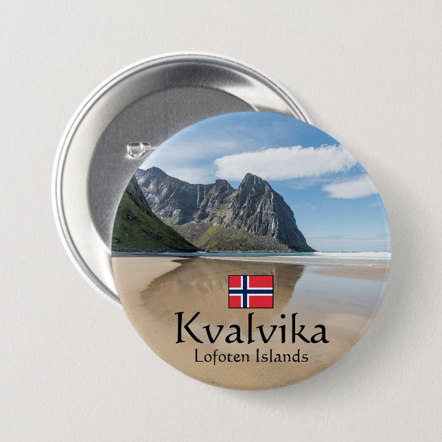 Kvalvika Lofoten Souvenir Button (Front & Back)