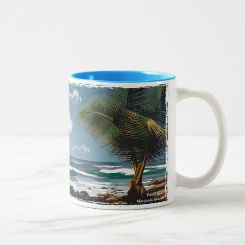 Kwajalein Marshall Islands Palm and Beach Two_Tone Coffee Mug