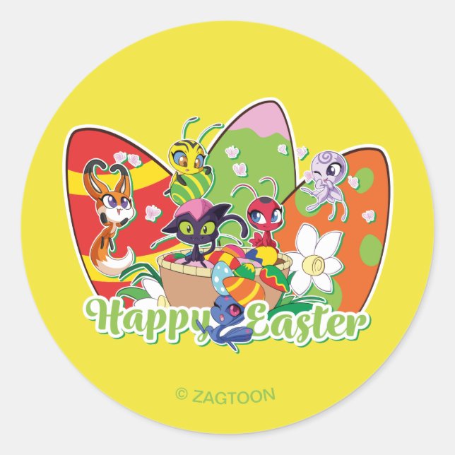 Kwamis Happy Easter Classic Round Sticker (Front)