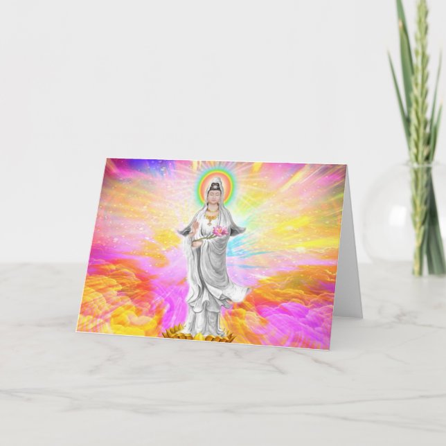 Kwan Yin The Goddess of Compassion With Pink Card (Front)