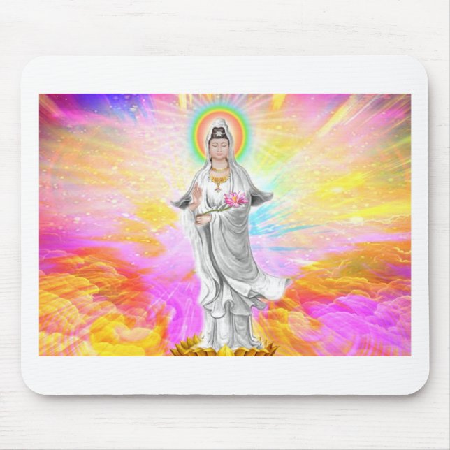 Kwan Yin The Goddess of Compassion With Pink Mouse Pad (Front)