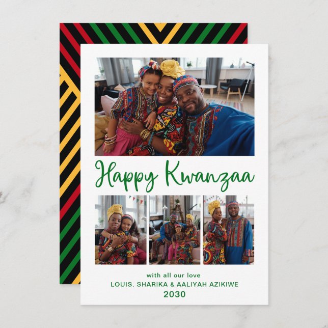 Kwanzaa 4 Photo Holiday Card (Front/Back)