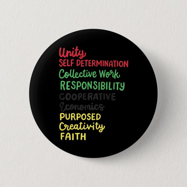 Kwanzaa 7 Principles African American Black Pride  Button (Front)