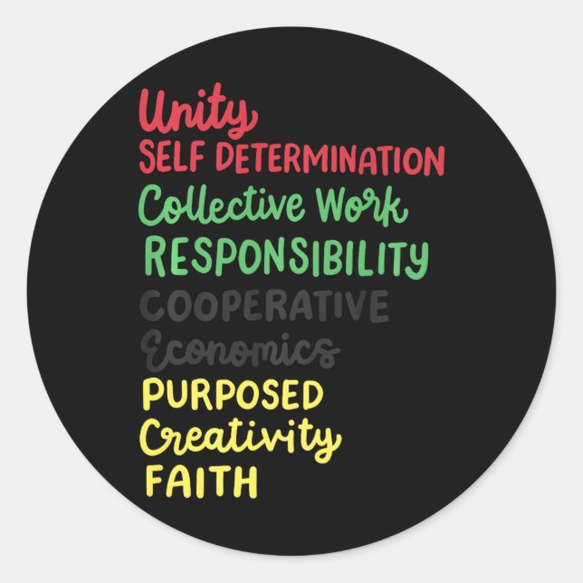 Kwanzaa 7 Principles African American Black Pride  Classic Round Sticker (Front)