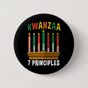 Kwanzaa 7 Principles Candles Kinara Pan Africans P Button