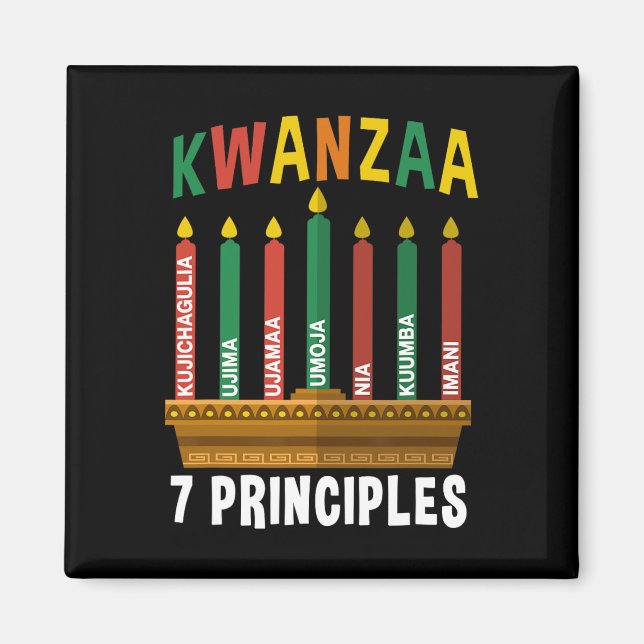 Kwanzaa 7 Principles Candles Kinara Pan Africans P Magnet (Front)