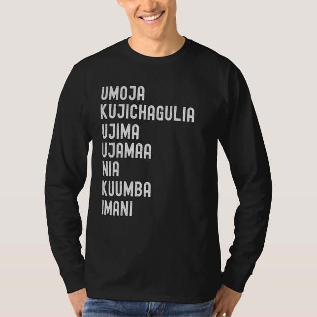 Kwanzaa 7 Principles Umoja Kujichagulia Ujima Ujam T-Shirt (Front)