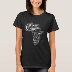 Kwanzaa Africa Map Words Pattern African American T-Shirt
