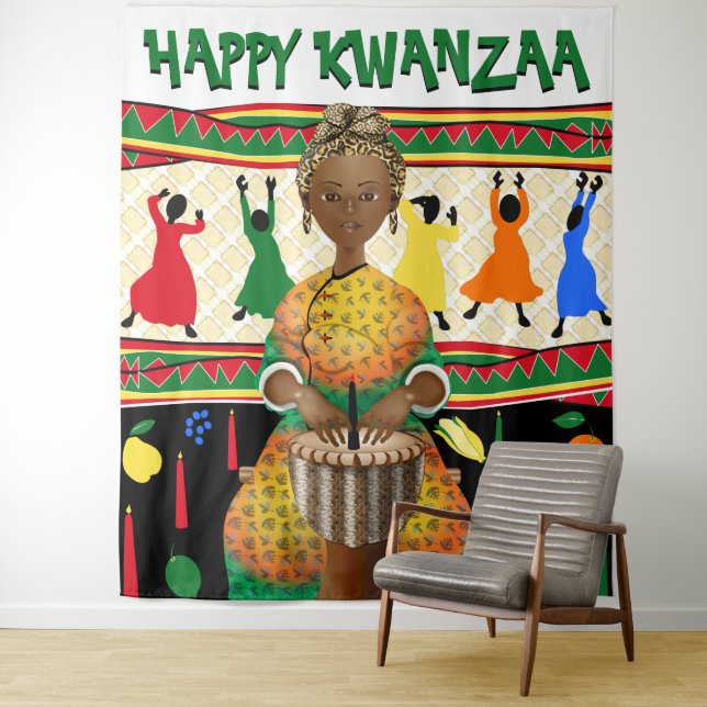 Kwanzaa African American Holiday Backdrop (In Situ)