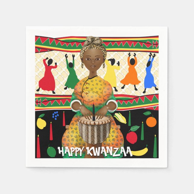Kwanzaa African American Holiday Napkins (Front)