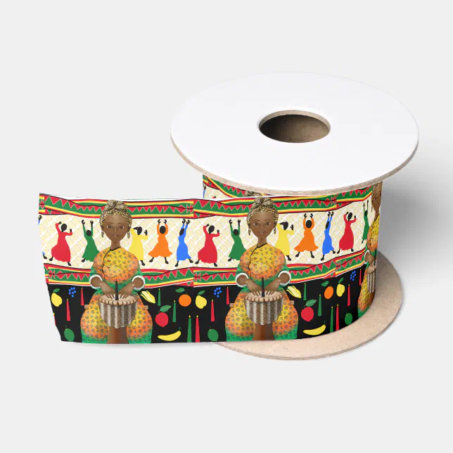 Kwanzaa African American Holiday Satin Ribbon | Zazzle