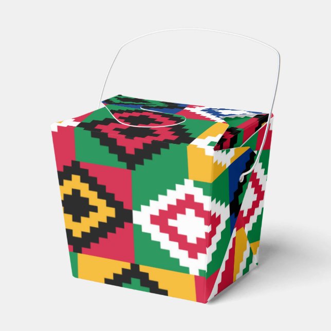 Kwanzaa African Geometric Print (3) Favor Boxes (Front Side)