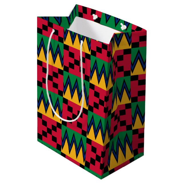 Kwanzaa African Geometric Print (4) Medium Gift Bag (Back Angled)