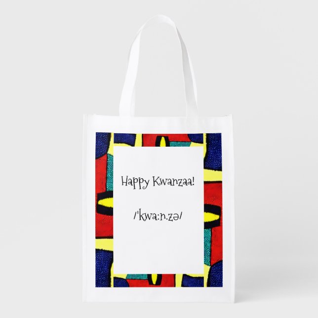 Kwanzaa African-Inspired Reusable Shopping Bag (Front)