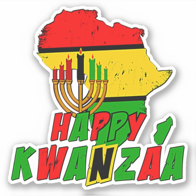 Kwanzaa African Map 7Candles, Kiss Cut  Sticker (Front)
