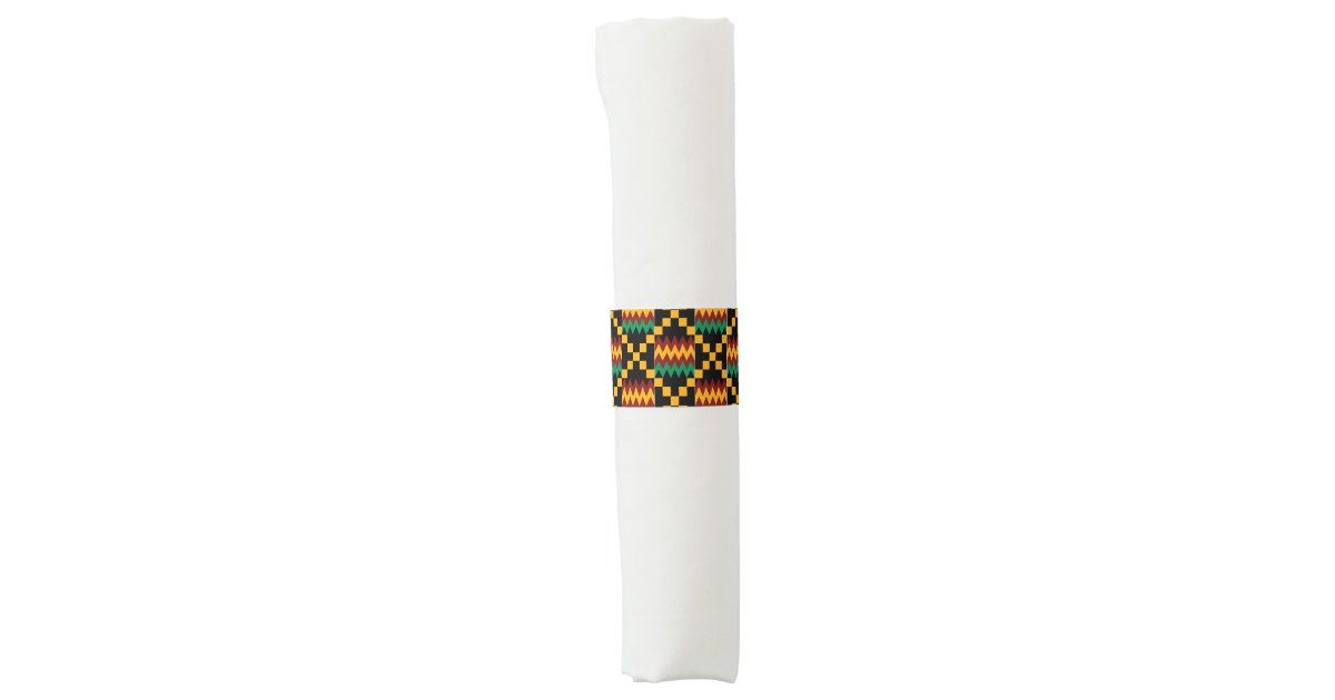 Kwanzaa Black Yellow Green Red African Kente Cloth Napkin Bands Zazzle Com