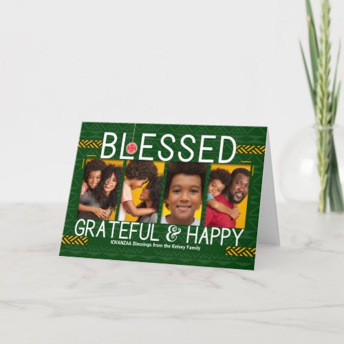 Kwanzaa Blessed Grateful and Happy Tribal Photo Holiday Card