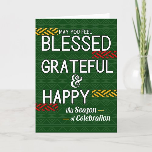 Kwanzaa Blessed Grateful and Happy Tribal Theme Holiday Card