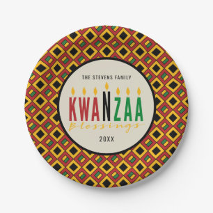 Kwanzaa Blessings Kinara Personalized Paper Plates