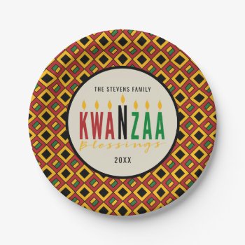 Kwanzaa Blessings | Kinara | Personalized Paper Plates by keyandcompass at Zazzle
